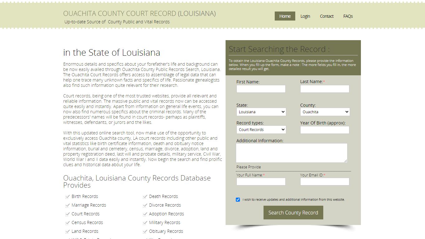 Ouachita County, Louisiana Public Court Records Index