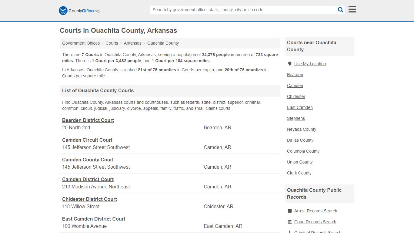 Courts - Ouachita County, AR (Court Records & Calendars)